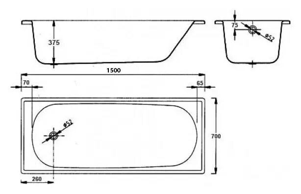 Стальная ванна BLB Europa 150x70 B50E Стальная ванна BLB Europa 150x70 B50E