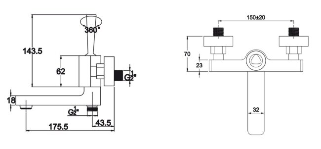 Смеситель Kaiser 65122 Vista для ванны