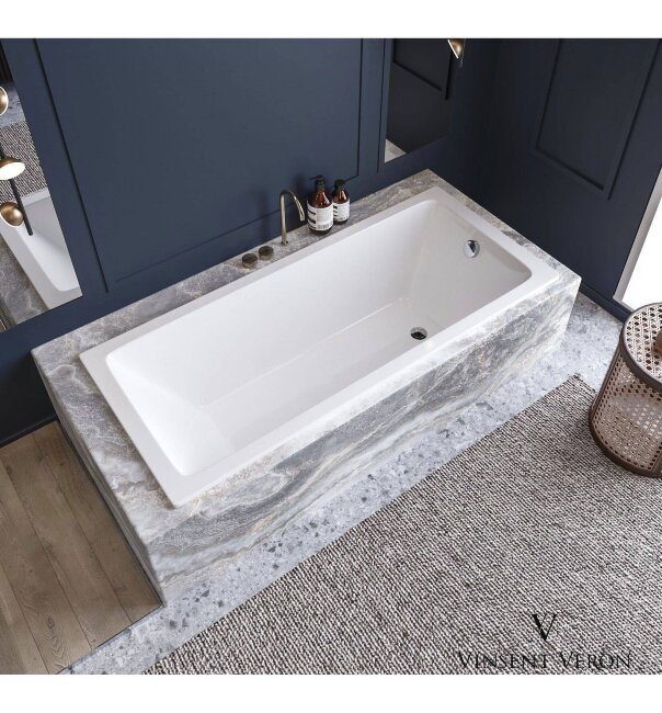 Ванна чугунная Vinsent Veron Square 170x75 с отверстиями для ручек Ванна чугунная Vinsent Veron Square 170x75 с отверстиями для ручек