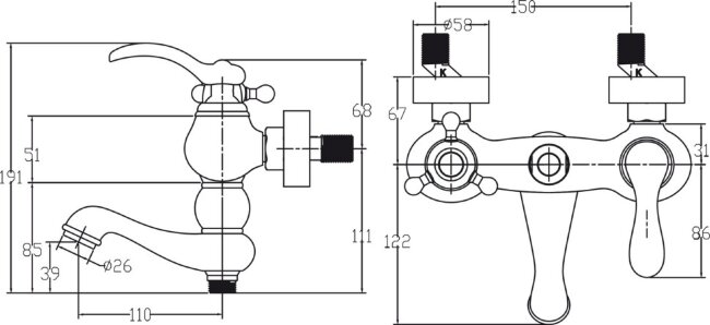 Смеситель Kaiser 47722-1 Logo для ванны Смеситель Kaiser 47722-1 Logo для ванны