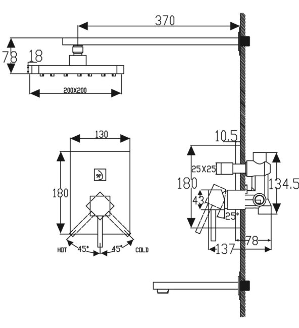 Смеситель Kaiser 25270 Quadris для скрытого монтажа Смеситель Kaiser 25270 Quadris для скрытого монтажа