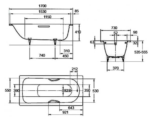 Стальная ванна Kaldewei Advantage Saniform Plus 170x73 mod. 371-1 с покрытием Easy-Clean 112900013001 Стальная ванна Kaldewei Advantage Saniform Plus 170x73 mod. 371-1 с покрытием Easy-Clean 112900013001