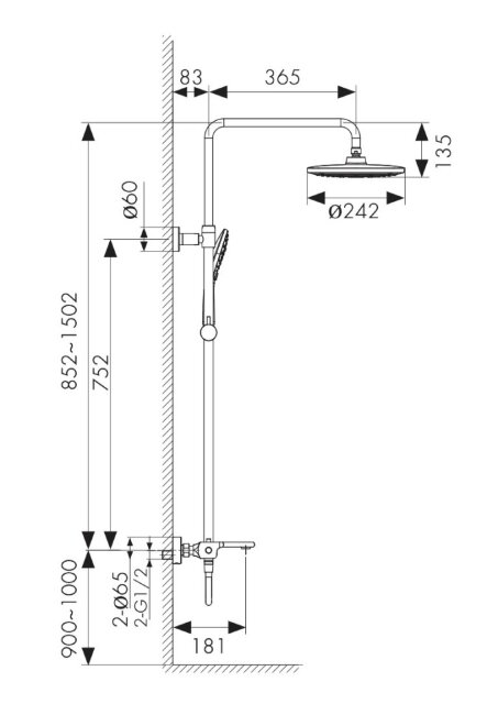 Душевая система Kaiser 01182 Elite с термостатом