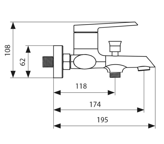 Смеситель Kaiser 08022 Areva для ванны