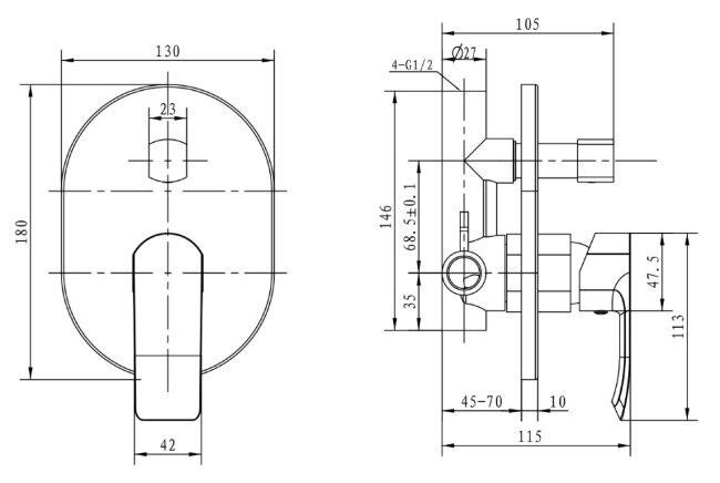 Смеситель Kaiser 67277 Aurora для скрытого монтажа