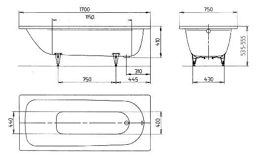 Стальная ванна Kaldewei Advantage Saniform Plus Star 170x75 mod. 336 с ручками 133600010001 Стальная ванна Kaldewei Advantage Saniform Plus Star 170x75 mod. 336 с ручками 133600010001