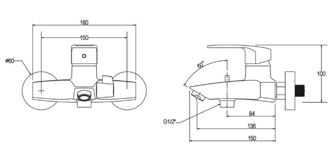 Смеситель Kaiser 68022 Guss для ванны