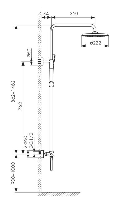 Душевая система Kaiser 05177 Cezar с термостатом для душ/кабины