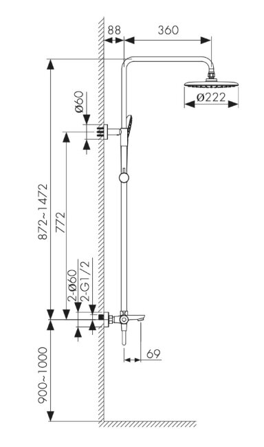 Душевая система Kaiser 05182 Cezar с термостатом